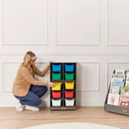 Meuble de rangement mobile 10 compartiments multicolore avec bacs à poignée, 5x2, pour 1 utilisateur