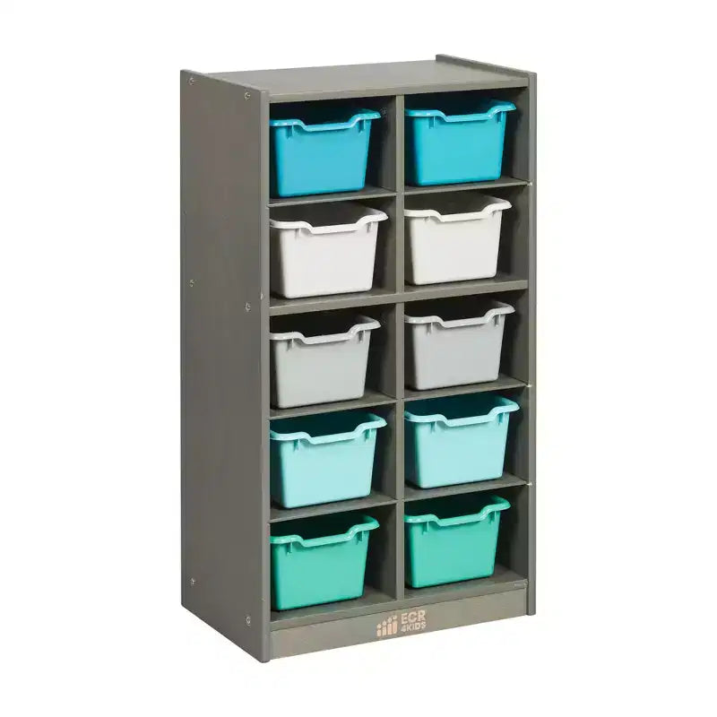 Meuble de rangement mobile 10 compartiments multicolore avec bacs à poignée, 5x2, pour 1 utilisateur