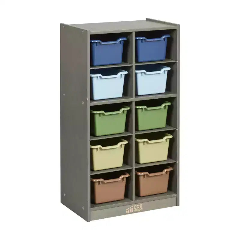 Meuble de rangement mobile 10 compartiments multicolore avec bacs à poignée, 5x2, pour 1 utilisateur