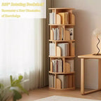 Bibliothèque Tour Pivotante à 360° en Bois Chêne / Blanc – 5 ou 6 Niveaux, Montage par 1 Personne