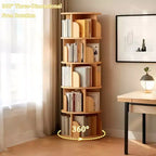 Bibliothèque Tour Pivotante à 360° en Bois Chêne / Blanc – 5 ou 6 Niveaux, Montage par 1 Personne
