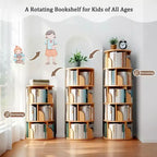 Bibliothèque Tour Pivotante à 360° en Bois Chêne / Blanc – 5 ou 6 Niveaux, Montage par 1 Personne