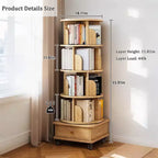 Bibliothèque Tour Pivotante à 360° en Bois Chêne / Blanc – 5 ou 6 Niveaux, Montage par 1 Personne