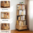 Bibliothèque Tour Pivotante à 360° en Bois Chêne / Blanc – 5 ou 6 Niveaux, Montage par 1 Personne