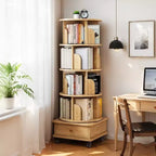 Bibliothèque Tour Pivotante à 360° en Bois Chêne / Blanc – 5 ou 6 Niveaux, Montage par 1 Personne