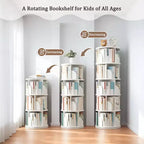 Bibliothèque Tour Pivotante à 360° en Bois Chêne / Blanc – 5 ou 6 Niveaux, Montage par 1 Personne