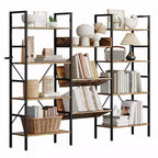 4 Tier Industrial Bookshelf,Triple Column Design with Various Open Display Shelves,Rustic Bookcase&Standing Shelving Organizer for Office,Living Room