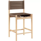 Tabouret de comptoir sans bras à dossier bas en cuir végétalien noir/marron/cognac/crème, 1 place