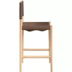 Tabouret de comptoir sans bras à dossier bas en cuir végétalien noir/marron/cognac/crème, 1 place