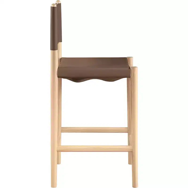 Tabouret de comptoir sans bras à dossier bas en cuir végétalien noir/marron/cognac/crème, 1 place