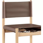 Tabouret de comptoir sans bras à dossier bas en cuir végétalien noir/marron/cognac/crème, 1 place