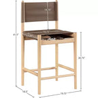 Tabouret de comptoir sans bras à dossier bas en cuir végétalien noir/marron/cognac/crème, 1 place