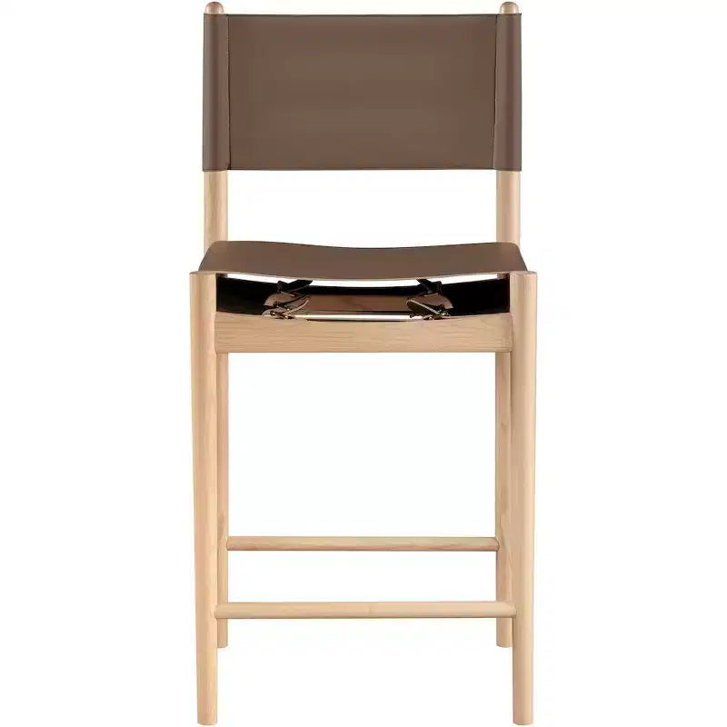 Tabouret de comptoir sans bras à dossier bas en cuir végétalien noir/marron/cognac/crème, 1 place