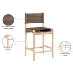 Tabouret de comptoir sans bras à dossier bas en cuir végétalien noir/marron/cognac/crème, 1 place