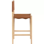 Tabouret de comptoir sans bras à dossier bas en cuir végétalien noir/marron/cognac/crème, 1 place