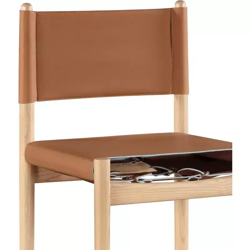Tabouret de comptoir sans bras à dossier bas en cuir végétalien noir/marron/cognac/crème, 1 place