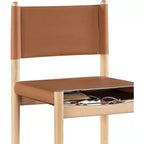 Tabouret de comptoir sans bras à dossier bas en cuir végétalien noir/marron/cognac/crème, 1 place