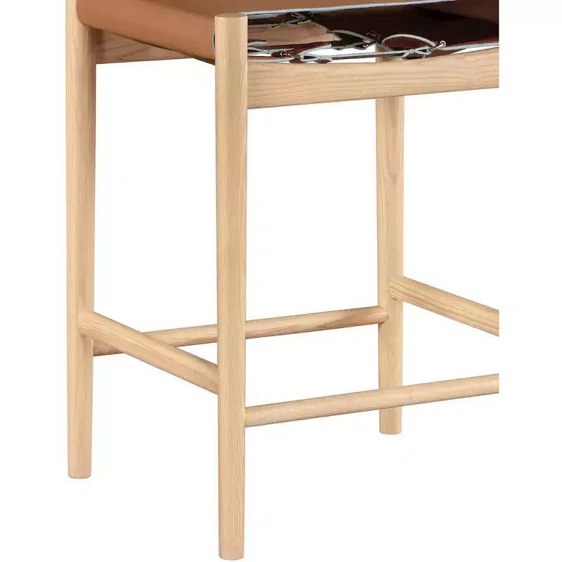 Tabouret de comptoir sans bras à dossier bas en cuir végétalien noir/marron/cognac/crème, 1 place