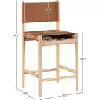 Tabouret de comptoir sans bras à dossier bas en cuir végétalien noir/marron/cognac/crème, 1 place