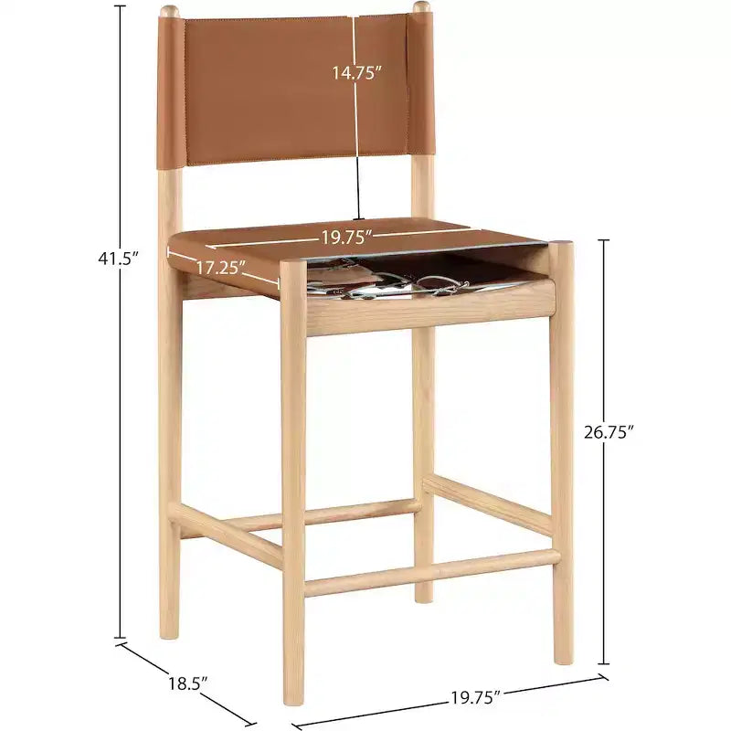 Tabouret de comptoir sans bras à dossier bas en cuir végétalien noir/marron/cognac/crème, 1 place