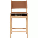 Tabouret de comptoir sans bras à dossier bas en cuir végétalien noir/marron/cognac/crème, 1 place