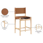 Tabouret de comptoir sans bras à dossier bas en cuir végétalien noir/marron/cognac/crème, 1 place