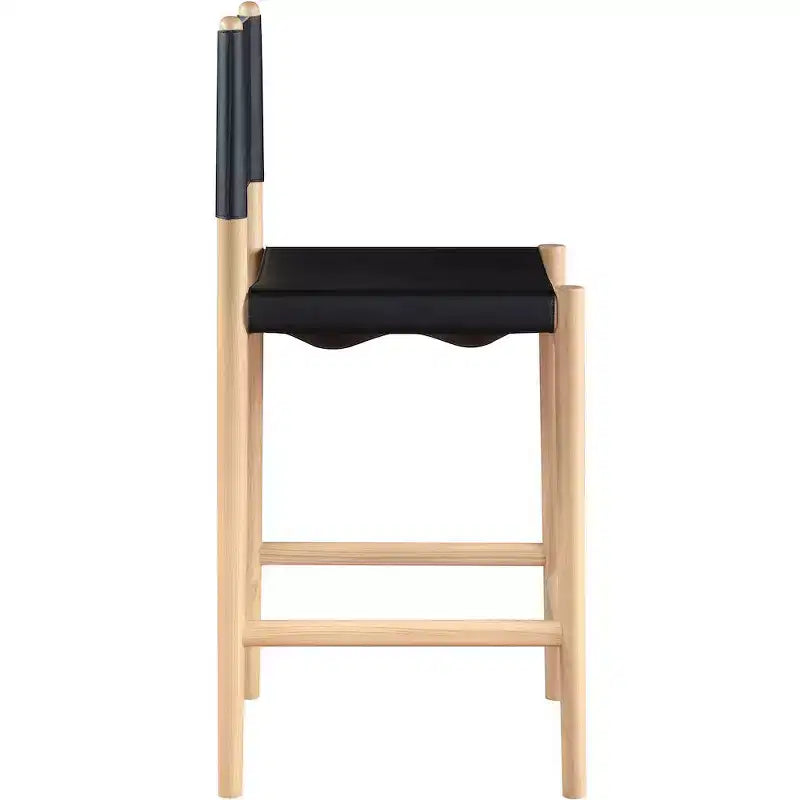 Tabouret de comptoir sans bras à dossier bas en cuir végétalien noir/marron/cognac/crème, 1 place
