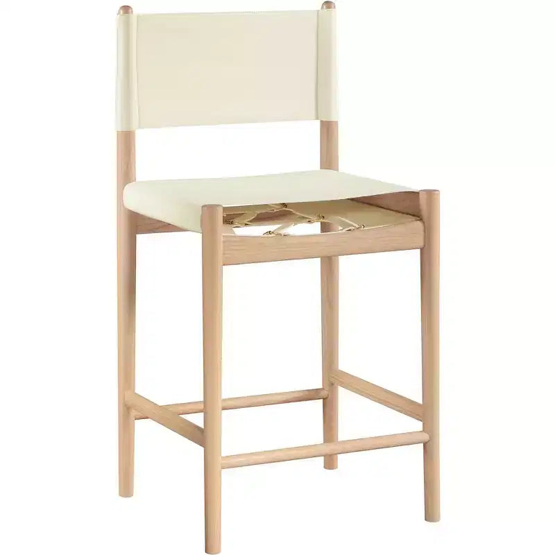 Tabouret de comptoir sans bras à dossier bas en cuir végétalien noir/marron/cognac/crème, 1 place
