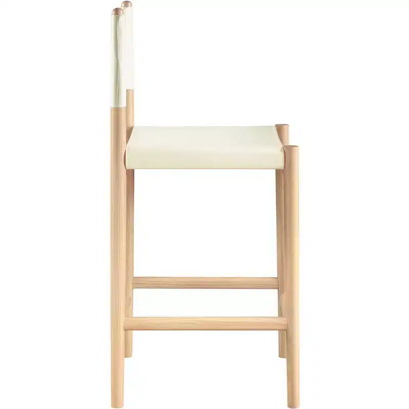 Tabouret de comptoir sans bras à dossier bas en cuir végétalien noir/marron/cognac/crème, 1 place