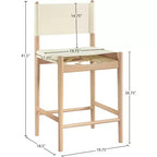 Tabouret de comptoir sans bras à dossier bas en cuir végétalien noir/marron/cognac/crème, 1 place