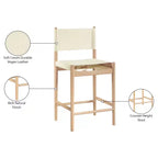 Tabouret de comptoir sans bras à dossier bas en cuir végétalien noir/marron/cognac/crème, 1 place