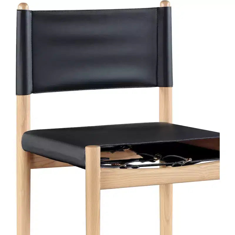 Tabouret de comptoir sans bras à dossier bas en cuir végétalien noir/marron/cognac/crème, 1 place
