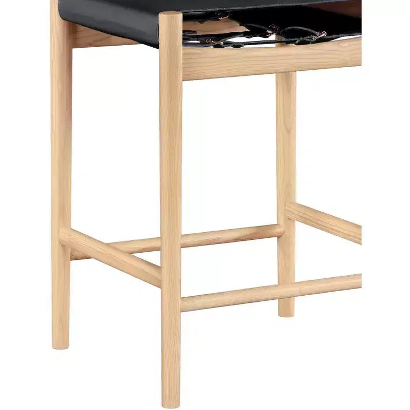 Tabouret de comptoir sans bras à dossier bas en cuir végétalien noir/marron/cognac/crème, 1 place
