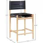 Tabouret de comptoir sans bras à dossier bas en cuir végétalien noir/marron/cognac/crème, 1 place