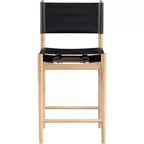 Tabouret de comptoir sans bras à dossier bas en cuir végétalien noir/marron/cognac/crème, 1 place