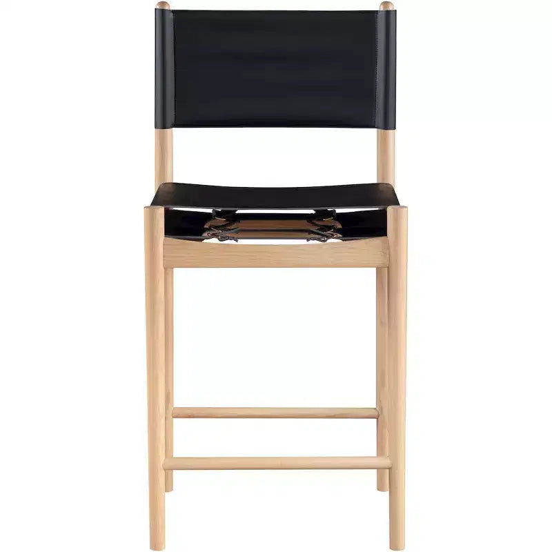 Tabouret de comptoir sans bras à dossier bas en cuir végétalien noir/marron/cognac/crème, 1 place