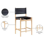 Tabouret de comptoir sans bras à dossier bas en cuir végétalien noir/marron/cognac/crème, 1 place