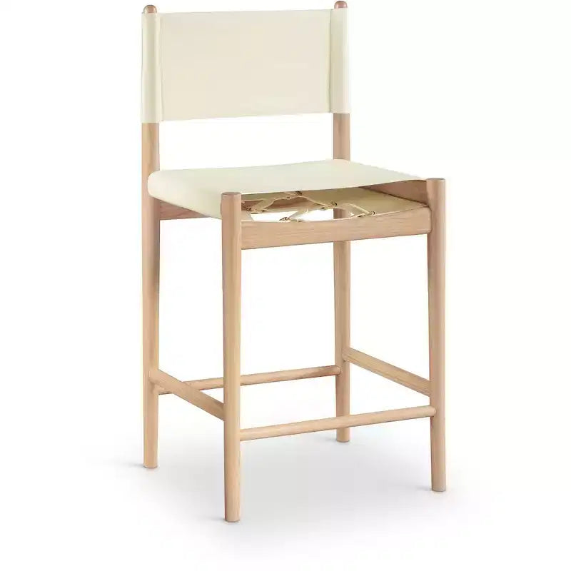 Tabouret de comptoir sans bras à dossier bas en cuir végétalien noir/marron/cognac/crème, 1 place