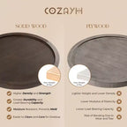 Table d'appoint piédestal ronde marron foncé, bois massif, lot de 2
