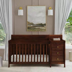 Lit de bébé et table à langer combinés 4-en-1 – Châtaignier / Espresso / Gris / Blanc, Unique