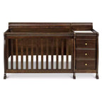 Lit de bébé et table à langer combinés 4-en-1 – Châtaignier / Espresso / Gris / Blanc, Unique