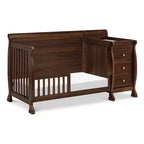 Lit de bébé et table à langer combinés 4-en-1 – Châtaignier / Espresso / Gris / Blanc, Unique