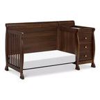 Lit de bébé et table à langer combinés 4-en-1 – Châtaignier / Espresso / Gris / Blanc, Unique