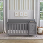 Lit de bébé et table à langer combinés 4-en-1 – Châtaignier / Espresso / Gris / Blanc, Unique