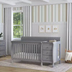 Lit de bébé et table à langer combinés 4-en-1 – Châtaignier / Espresso / Gris / Blanc, Unique