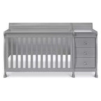 Lit de bébé et table à langer combinés 4-en-1 – Châtaignier / Espresso / Gris / Blanc, Unique