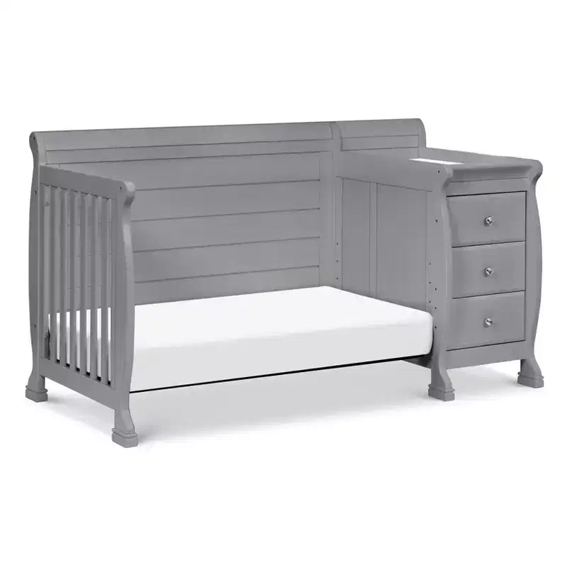 Lit de bébé et table à langer combinés 4-en-1 – Châtaignier / Espresso / Gris / Blanc, Unique