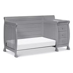 Lit de bébé et table à langer combinés 4-en-1 – Châtaignier / Espresso / Gris / Blanc, Unique