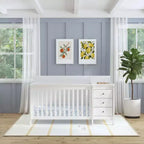 Lit de bébé et table à langer combinés 4-en-1 – Châtaignier / Espresso / Gris / Blanc, Unique