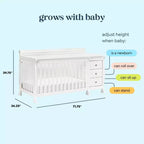 Lit de bébé et table à langer combinés 4-en-1 – Châtaignier / Espresso / Gris / Blanc, Unique